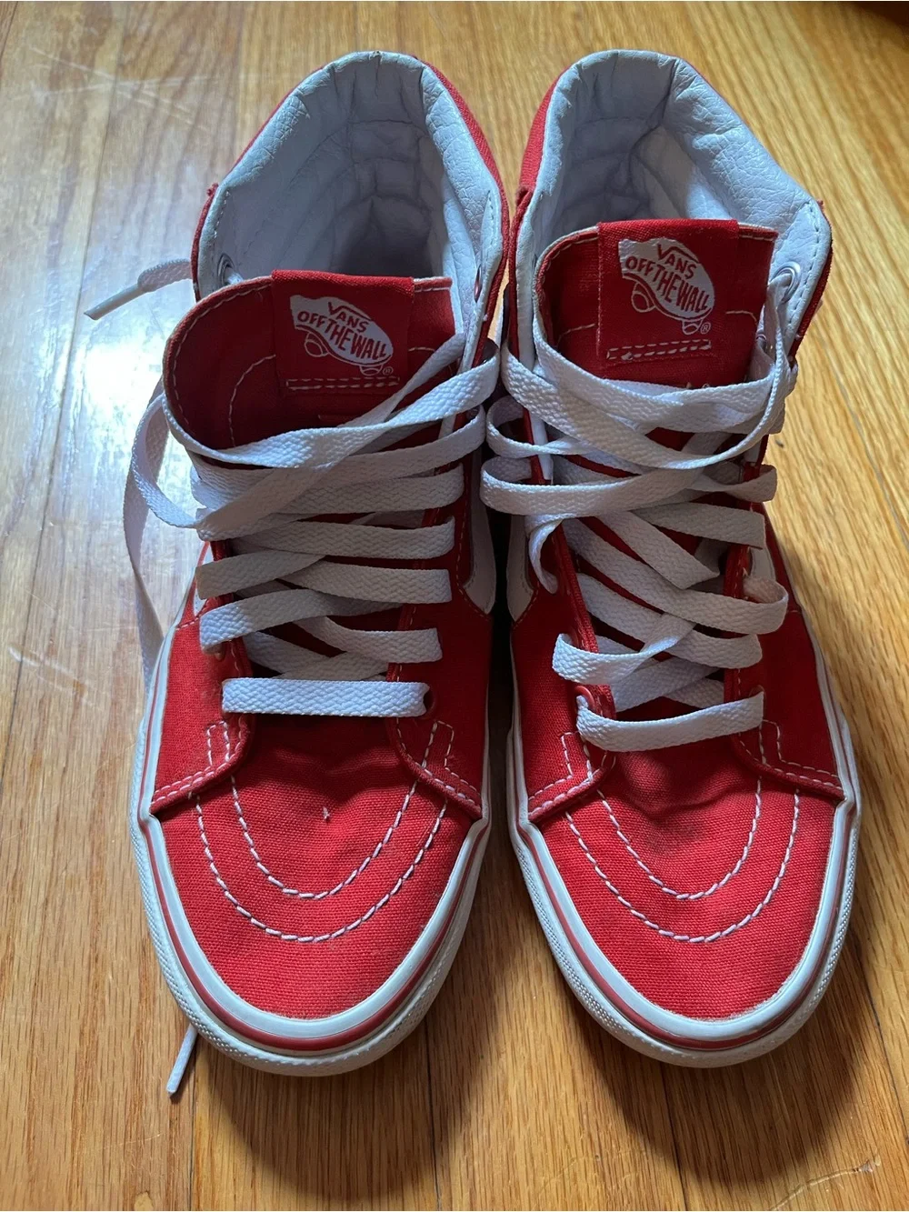 Vans Kids Red High-Top Sneakers with White Laces